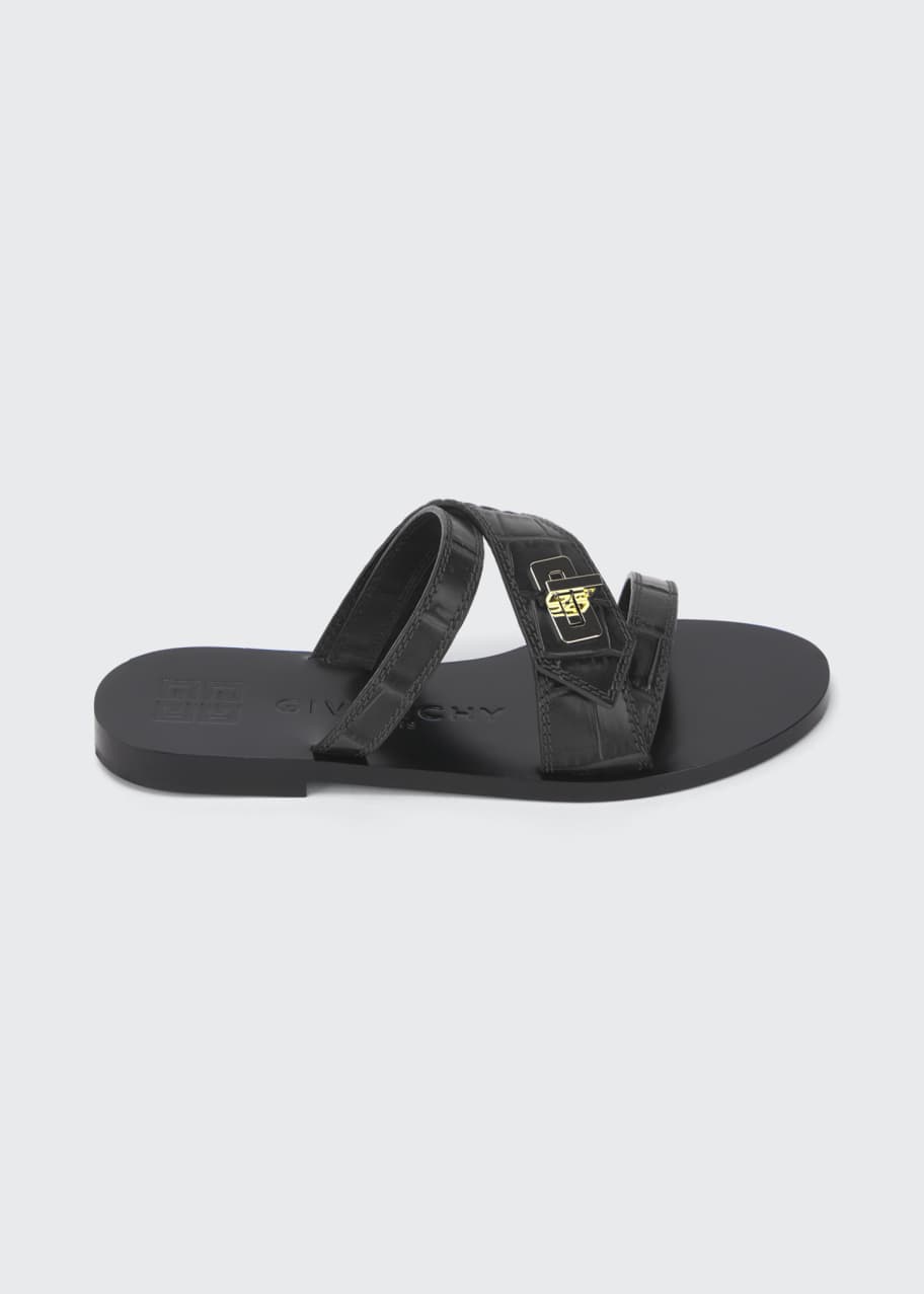 Givenchy Eden Flat Turn Lock Slide Sandals Bergdorf Goodman