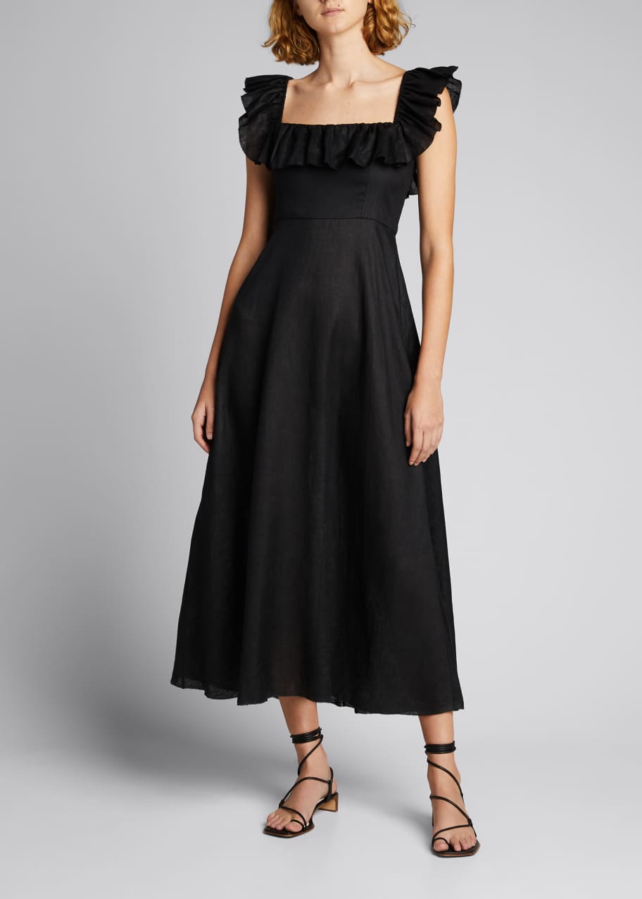 Zimmermann black ruffle dress on sale