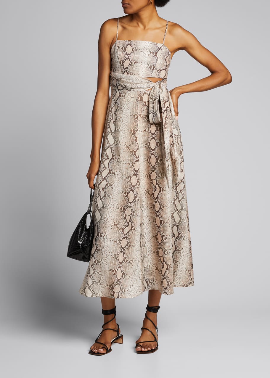 Bellitude Snake Print Scarf Tie Dress