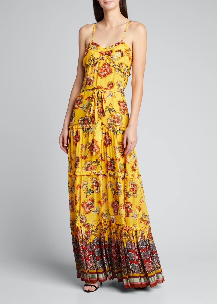 Image 1 of 1: Lussa Sweetheart Tiered Floral Maxi Dress