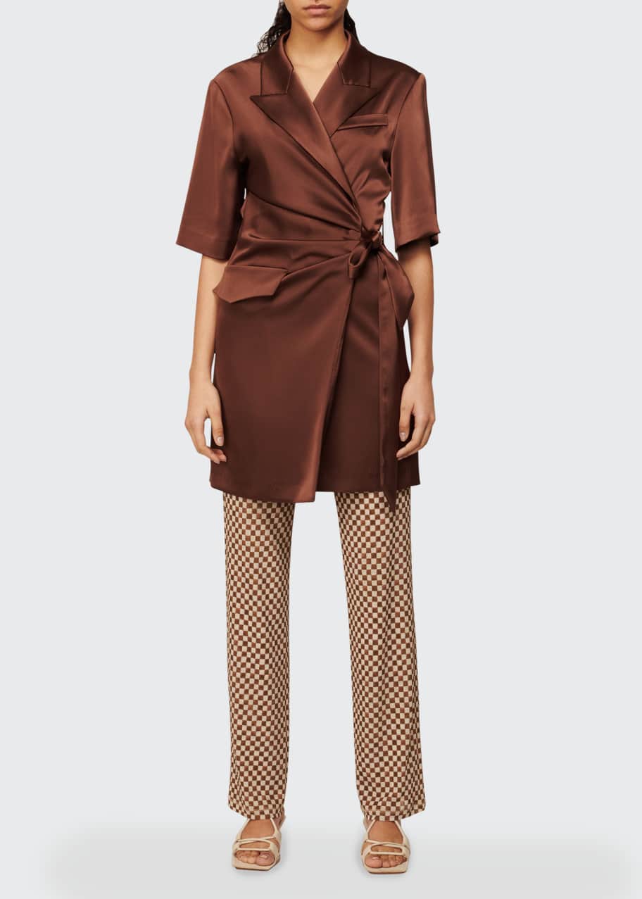 nanushka satin wrap dress Nanushka Satin Wrap Dress | Black