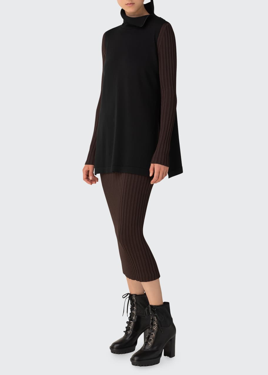 tie front knit dress Ribbed Knit Tie-Front Mini Sweater Dress main image 0