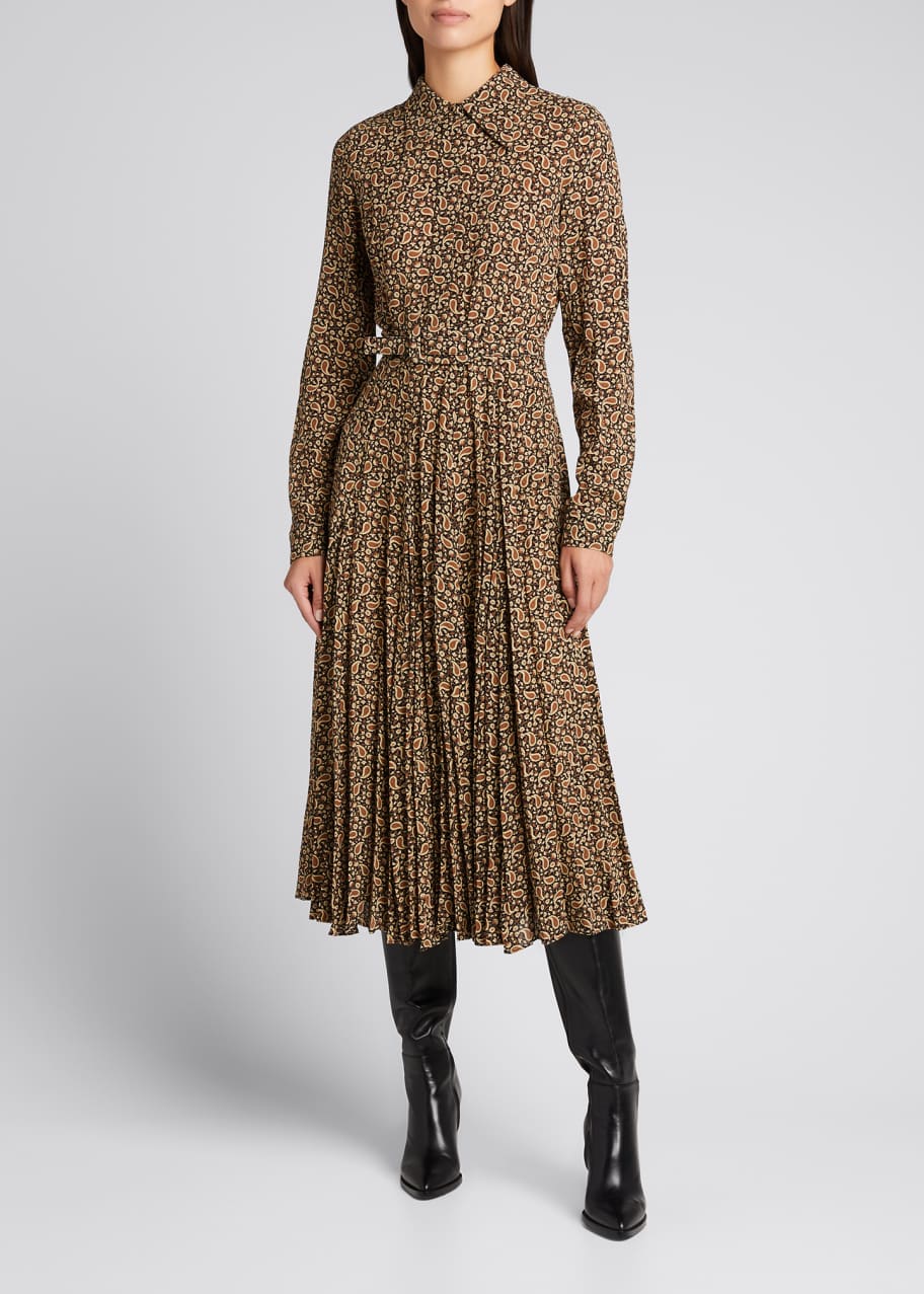 Michael Kors Collection Paisley-Print A-line Belted Shirtdress ...