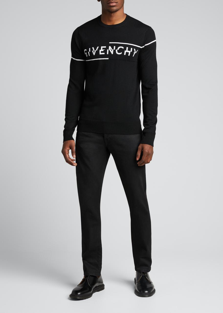 Givenchy Men's Split-Logo Wool Sweater - Bergdorf Goodman