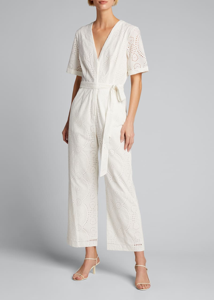 Image 1 of 1: Louise Broderie Anglaise Belted Jumpsuit