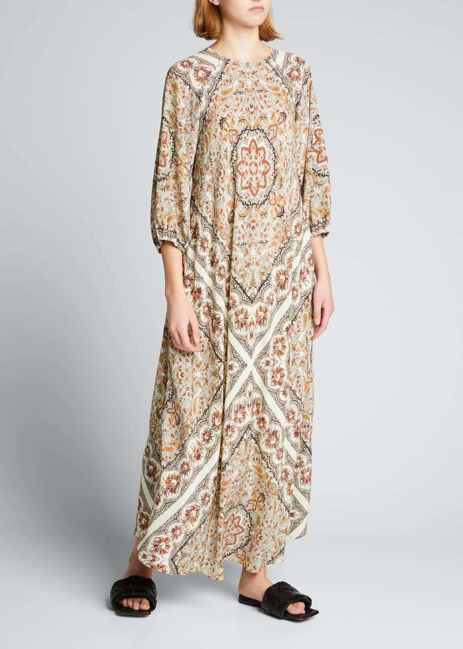 Image 1 of 1: Nomad 3/4-Sleeve Printed Maxi Dress