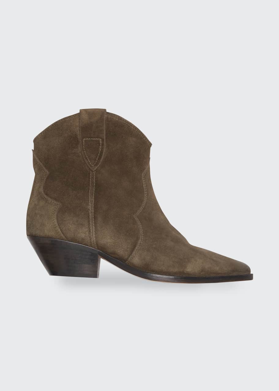 Isabel Marant Dewina Velvet Leather Western Ankle Boots - Bergdorf Goodman