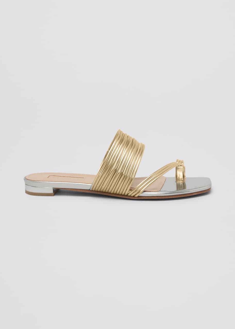 Aquazzura Sunny Flat Slide Sandals Bergdorf Goodman