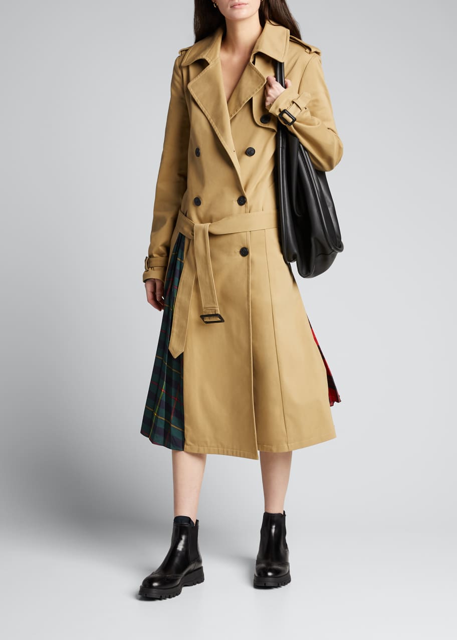 Trench coat with pleated back new arrivals