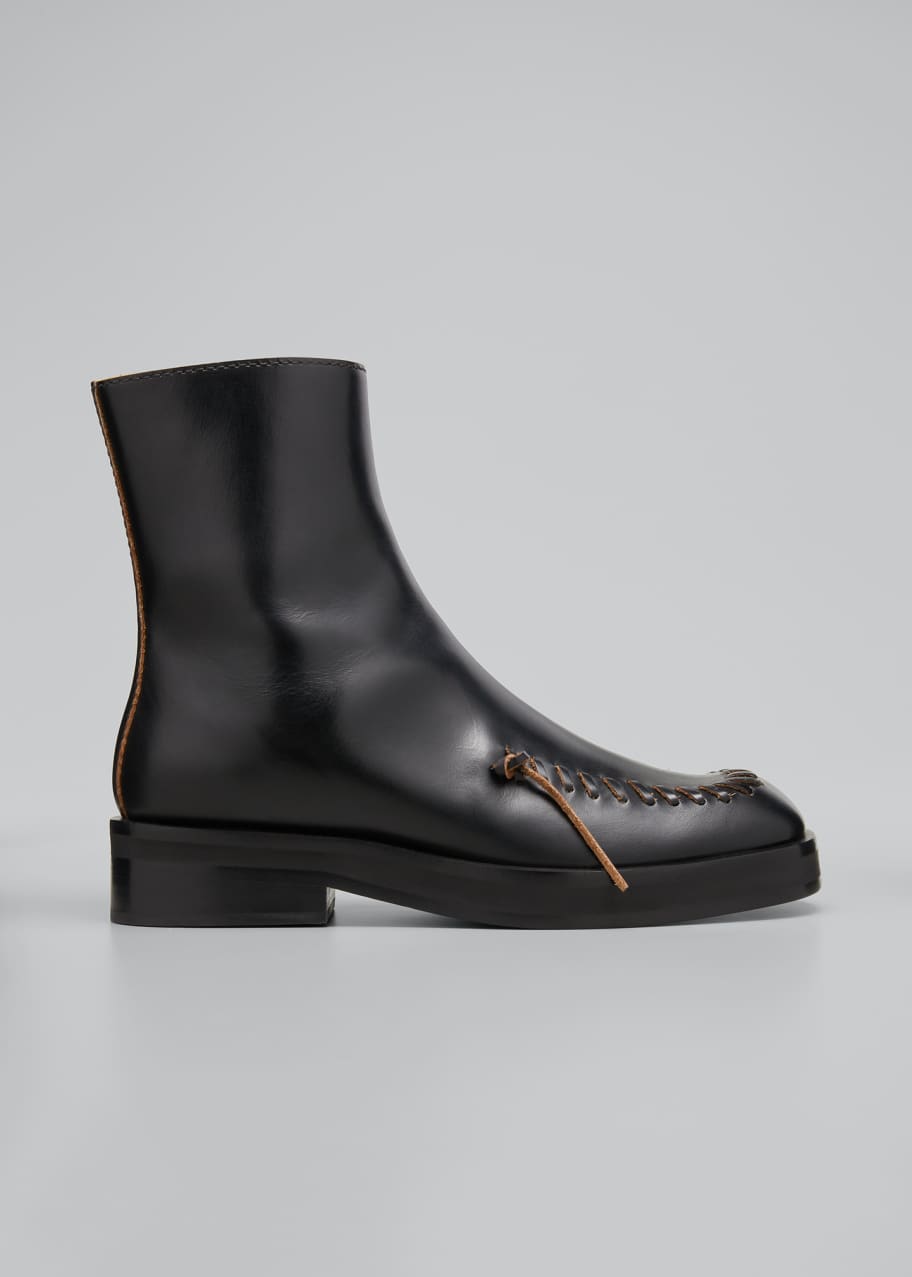 JW Anderson Stitch-Detail Leather Ankle Boots - Bergdorf Goodman
