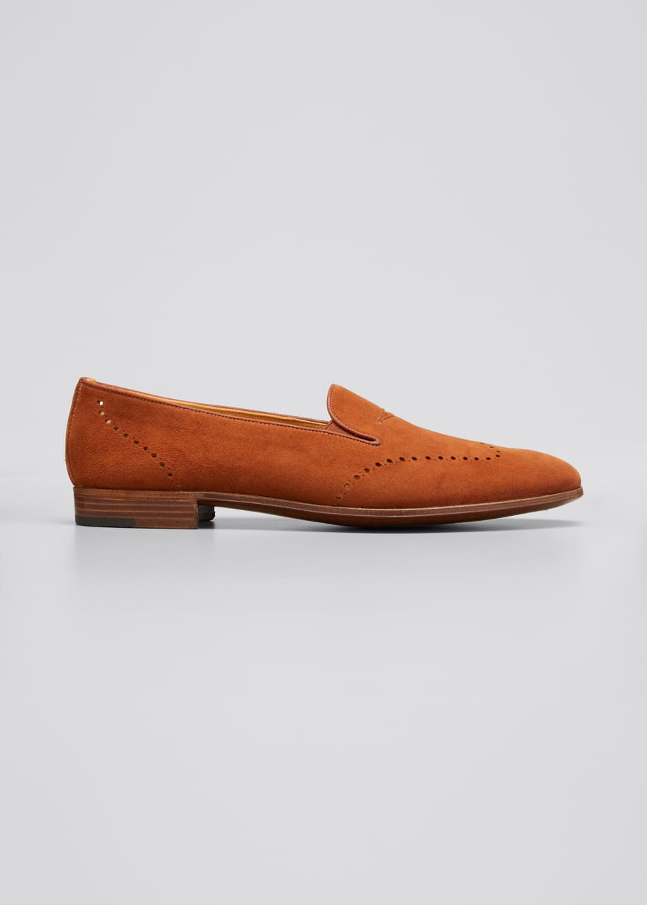 Gravati Perforated Suede Penny Loafers - Bergdorf Goodman