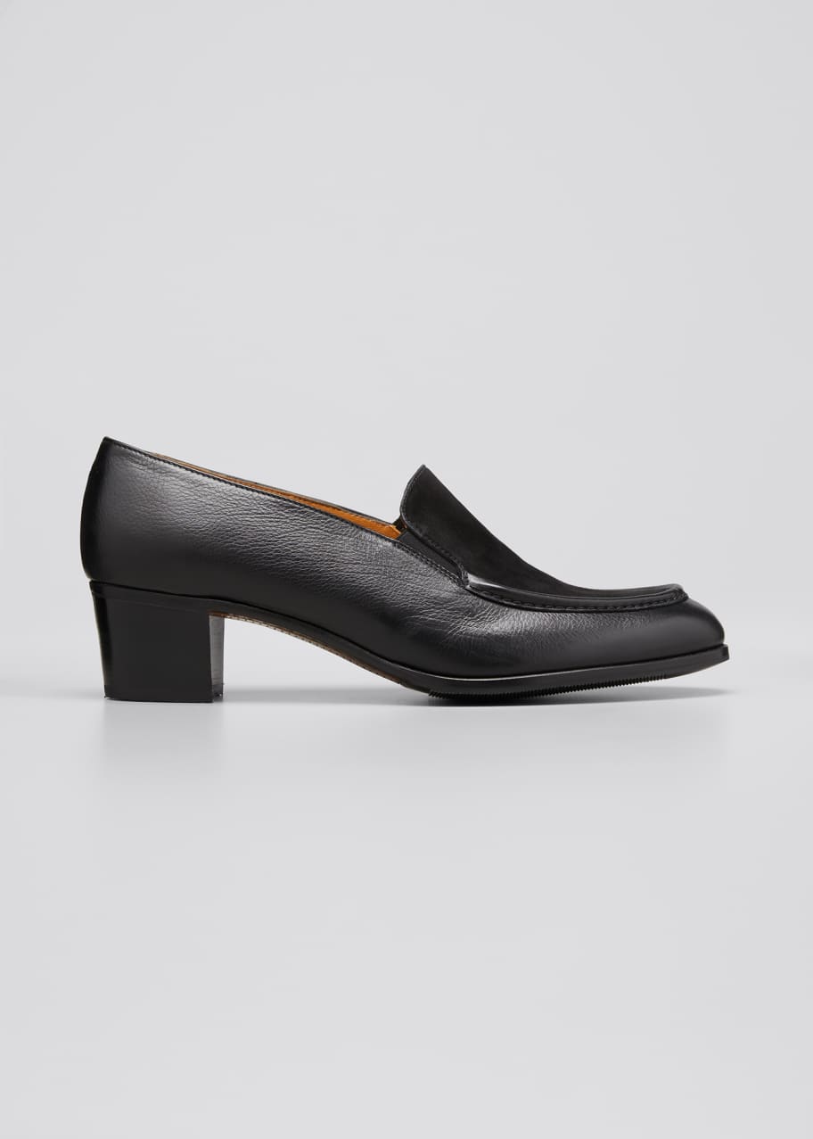 Image 1 of 1: Mixed Leather Heeled Loafer