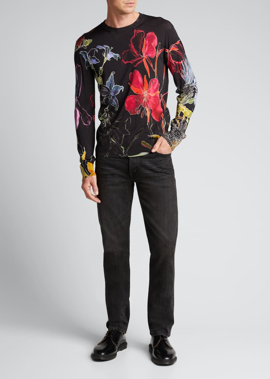 Men s Multi Floral Print Silk Sweater