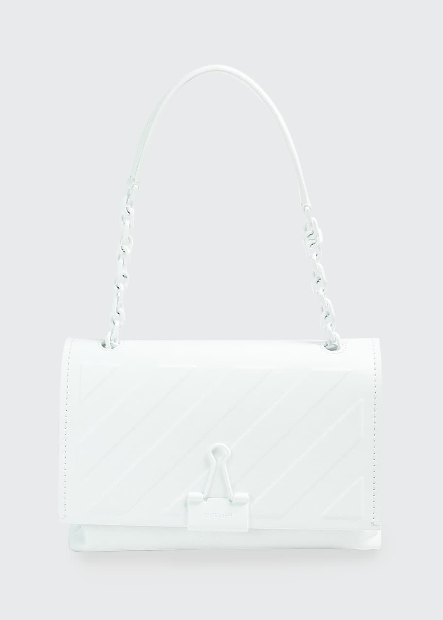 Image 1 of 1: Diagonal Medium Chain Crossbody Bag, White
