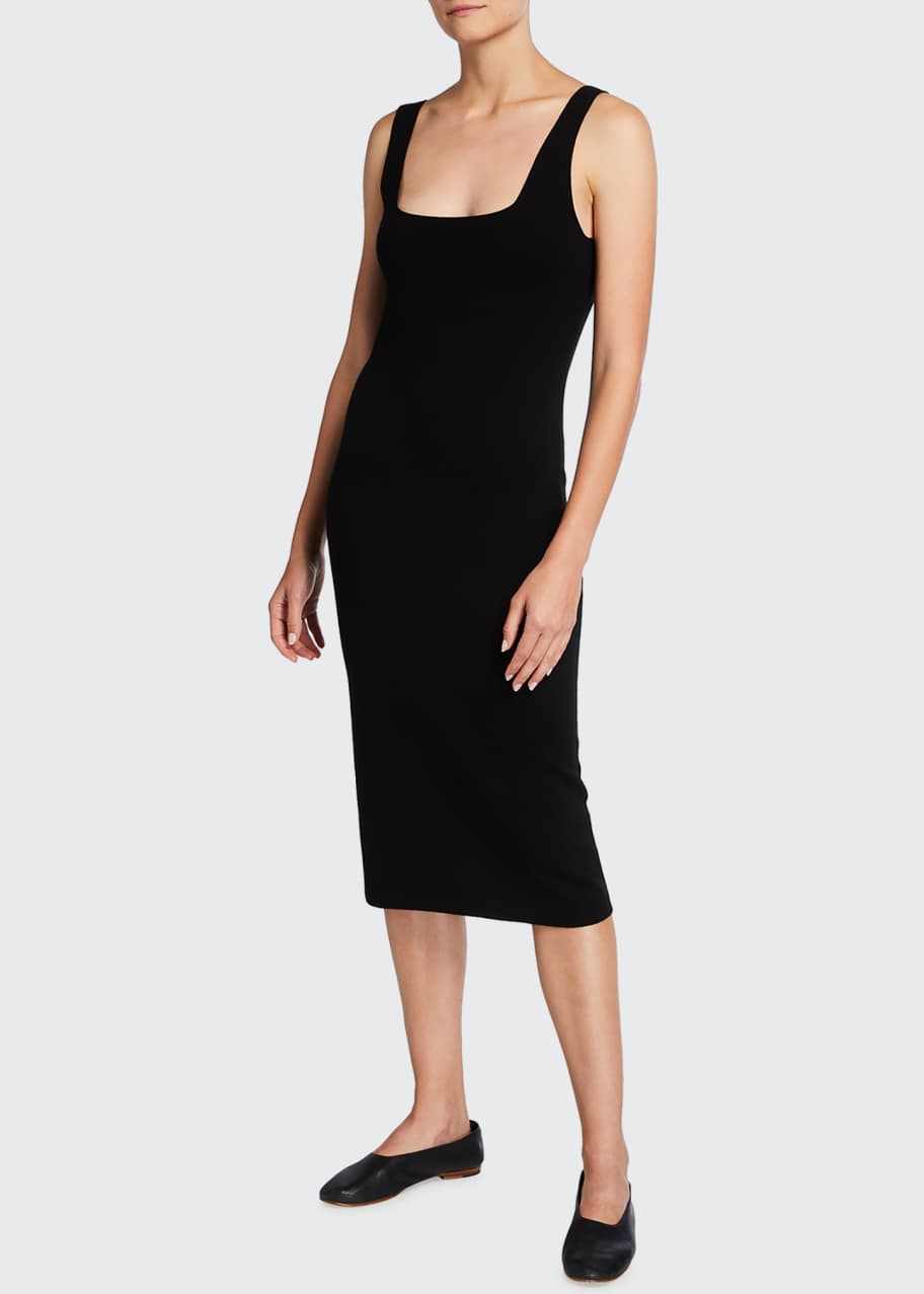Vince Square-Neck Sleeveless Wool-Blend Midi Dress - Bergdorf Goodman