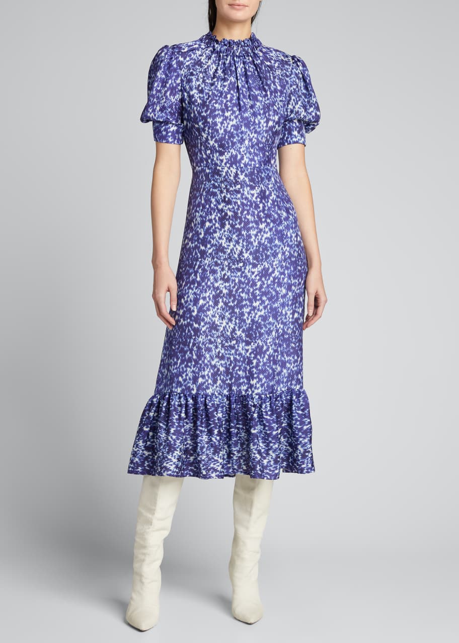 Image 1 of 1: Celine Puff-Sleeve Dress