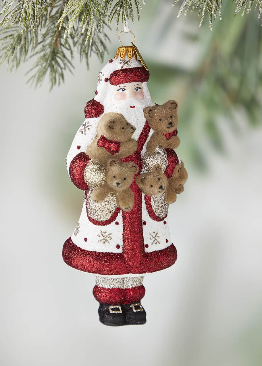 Santa's Furry Friends Glass Ornament 