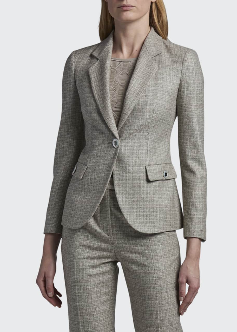 Giorgio Armani Tweed Mini Plaid One-Button Jacket Bergdorf Goodman
