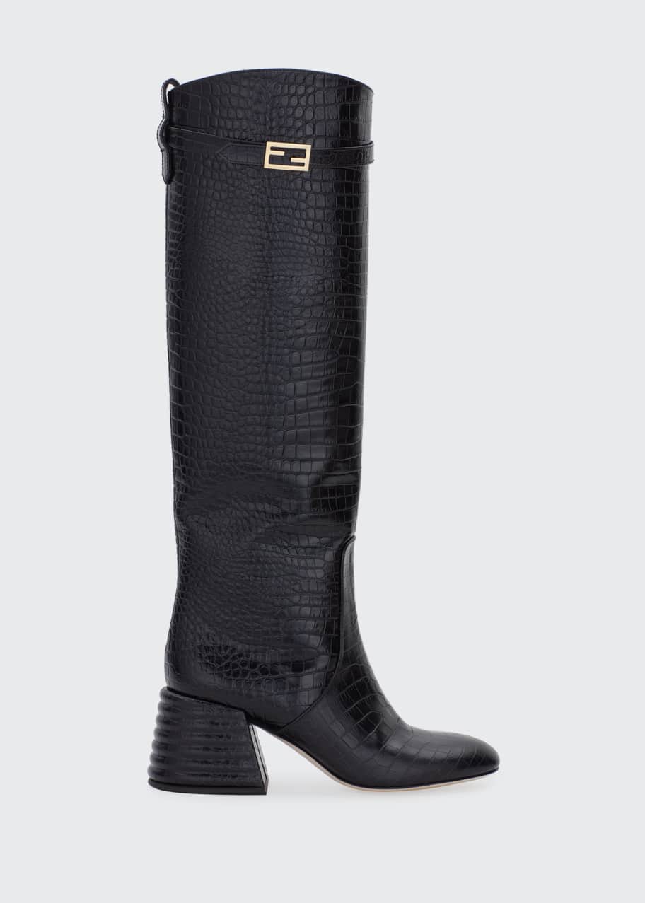 Fendi 60mm Mock Croc Tall Riding Boots Bergdorf Goodman