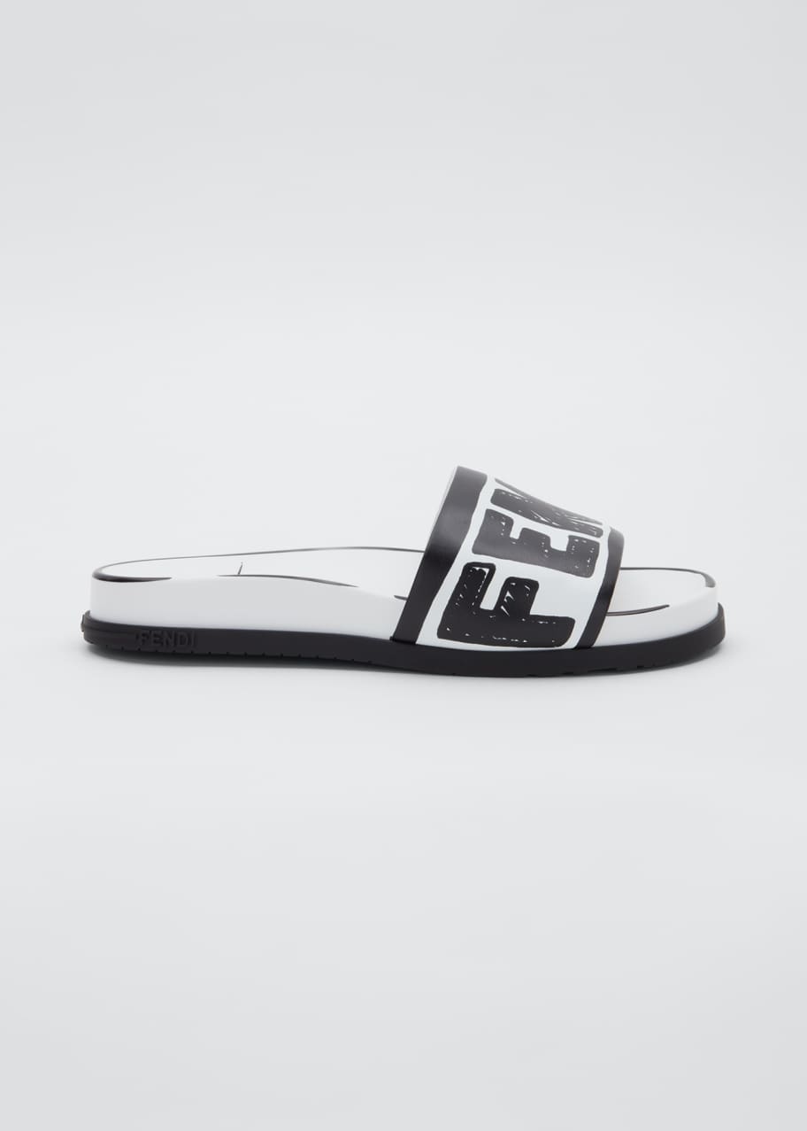 Fendi logo pool slides hot sale