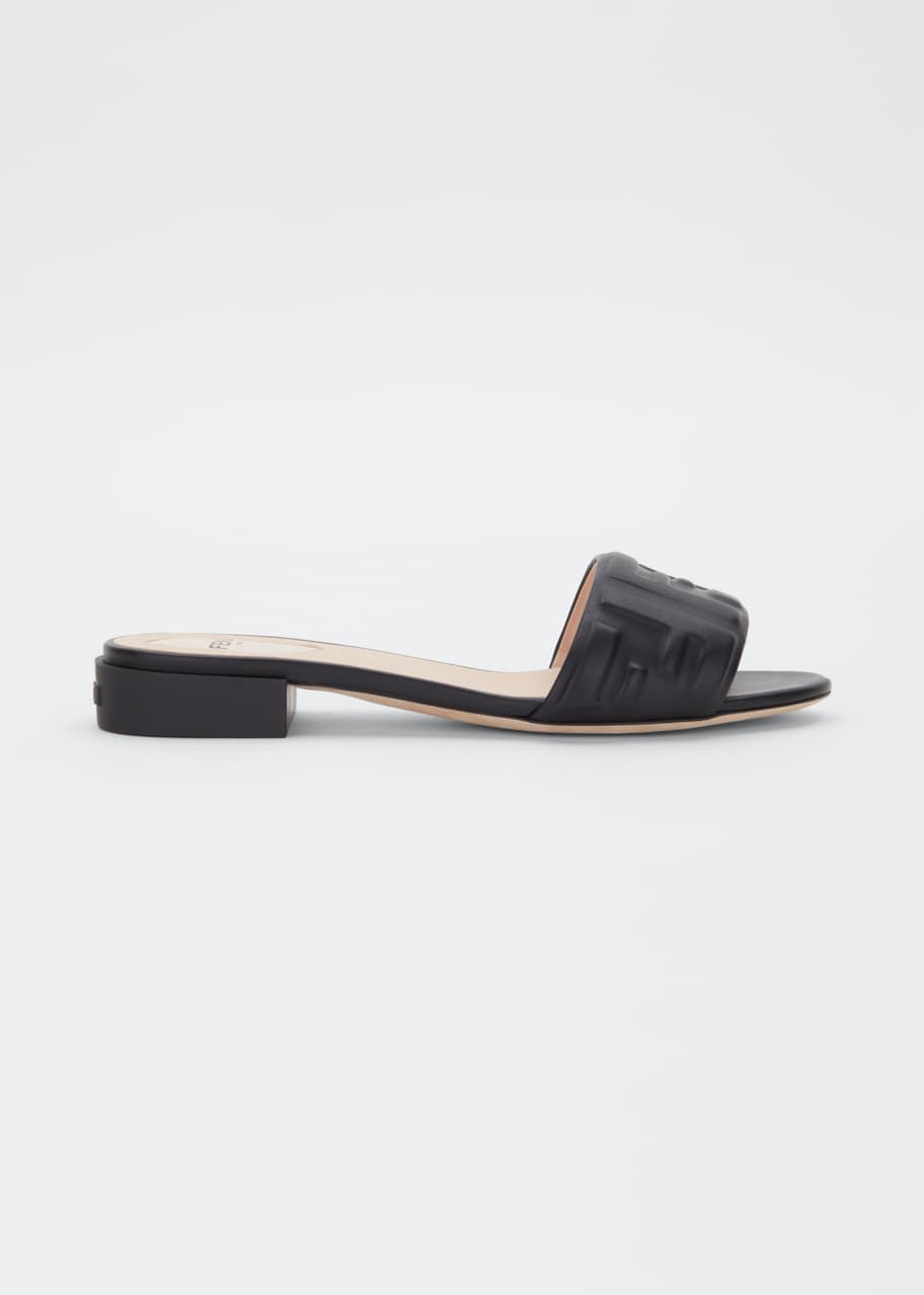 fendi promenade ff flat leather sandals