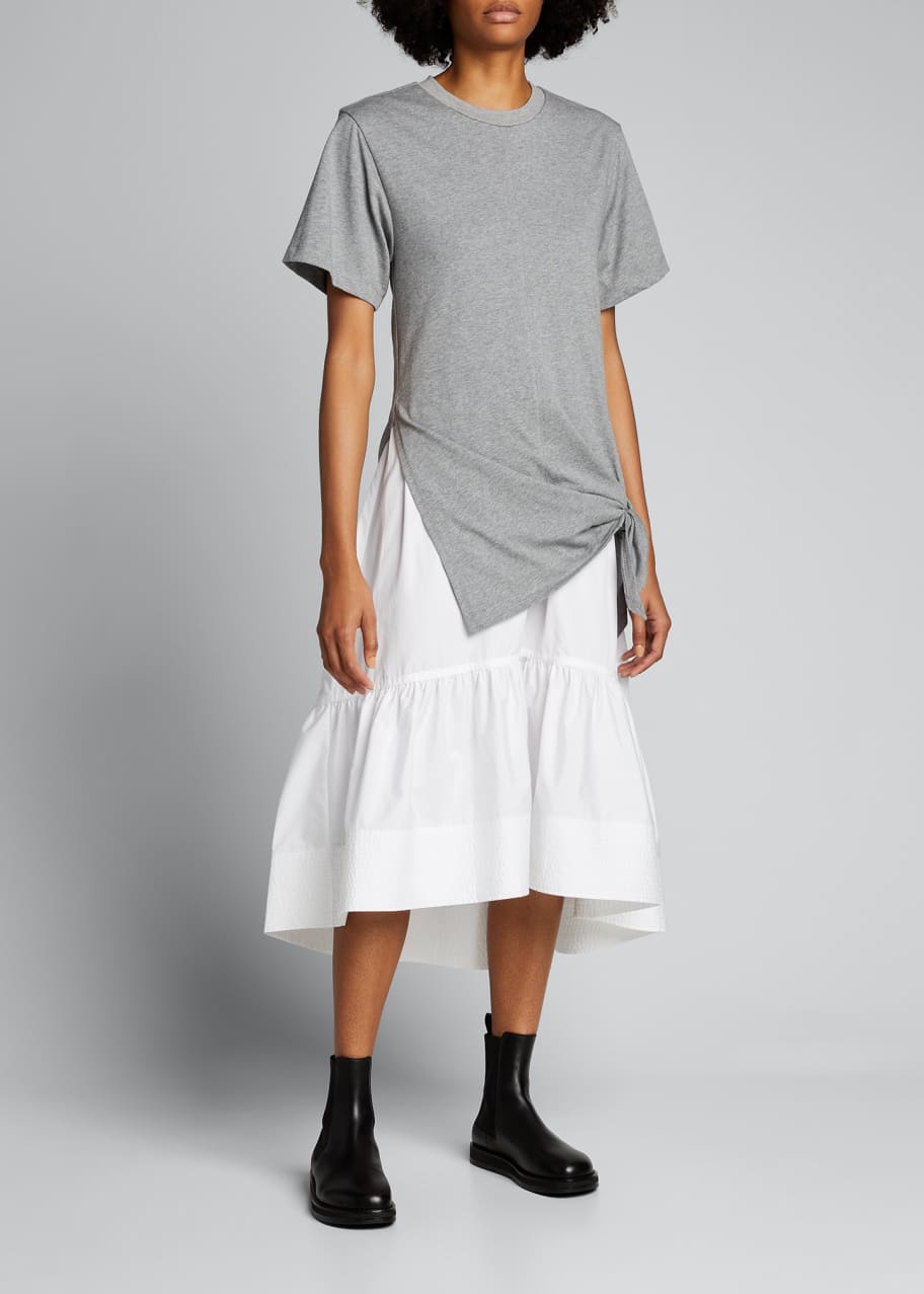 T Shirt Combo Dress with Side Tie