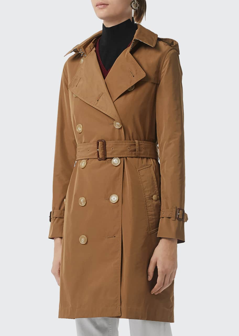 Burberry taffeta trench coat with detachable hood deals