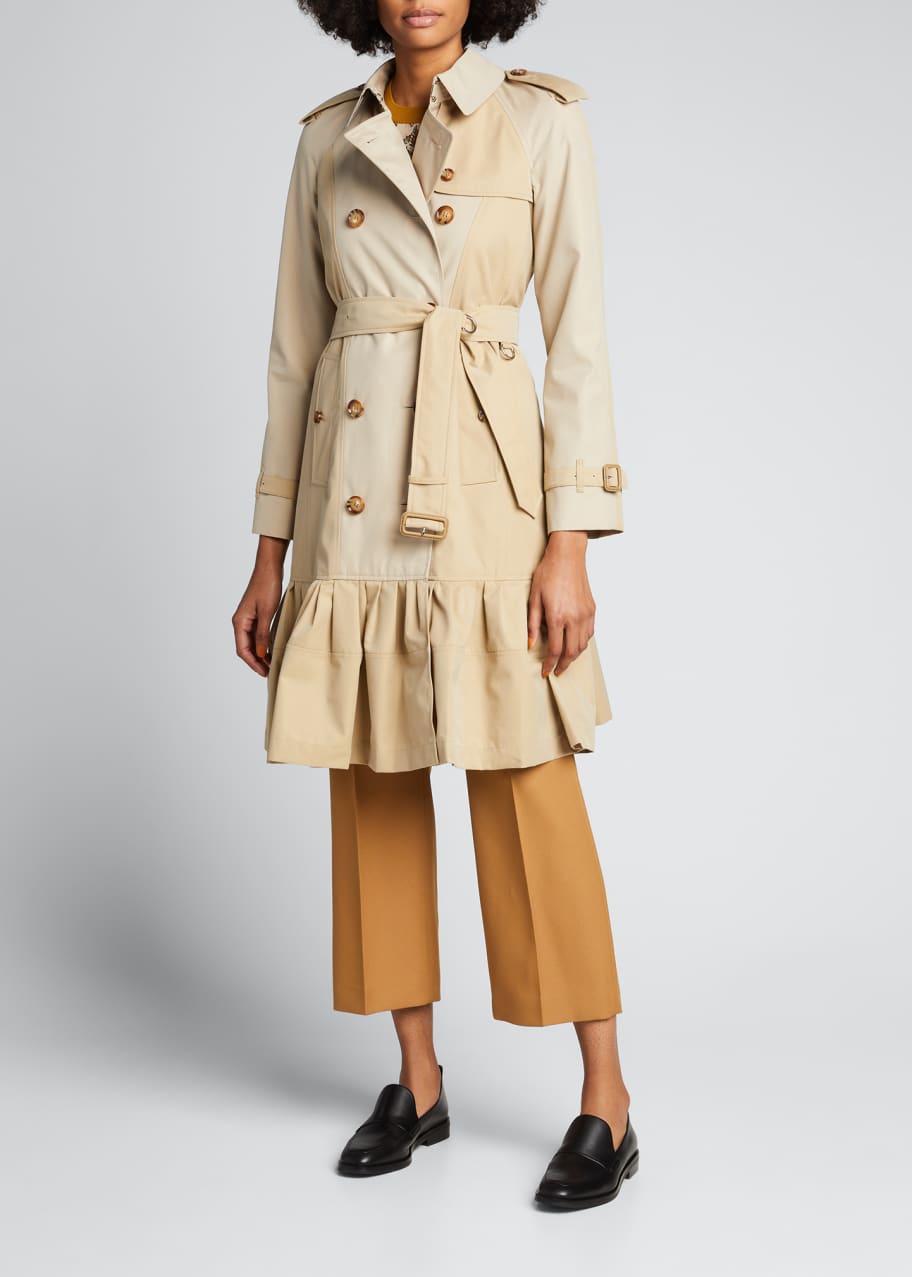 Clayhall Ruffled Gabardine Trench Coat