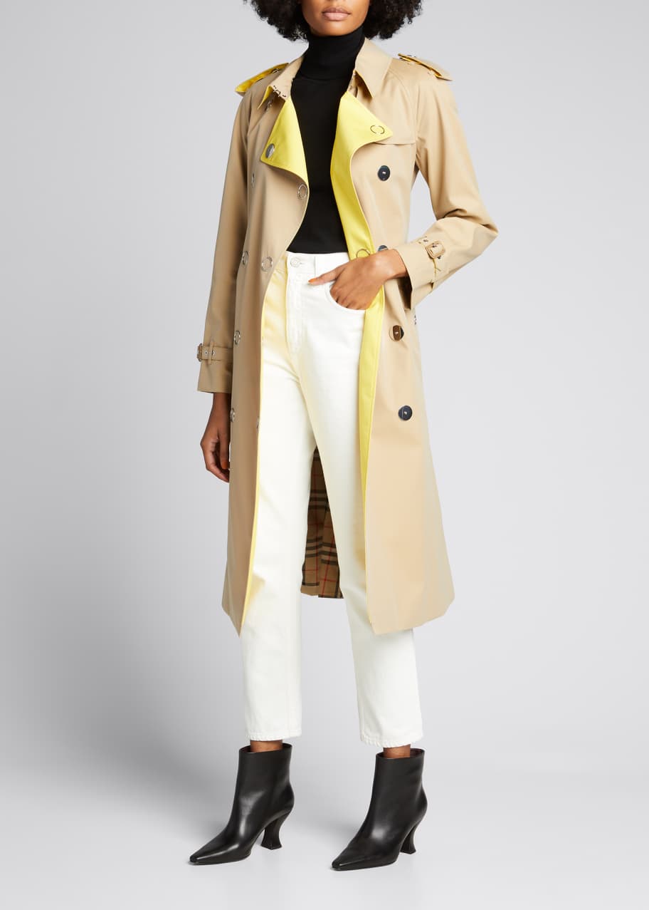 Image 1 of 1: Double-Breasted Cotton Lined Check Trench Coat