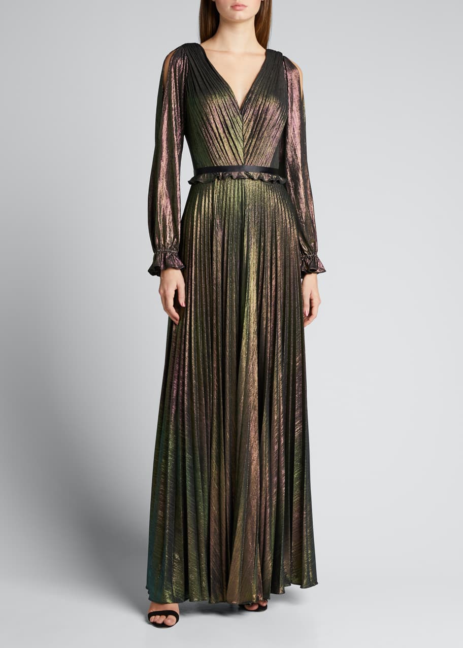 Marchesa notte shop pleated metallic gown
