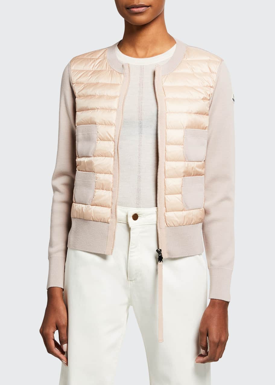 Moncler Down and Knit Combo Cardigan Bergdorf Goodman
