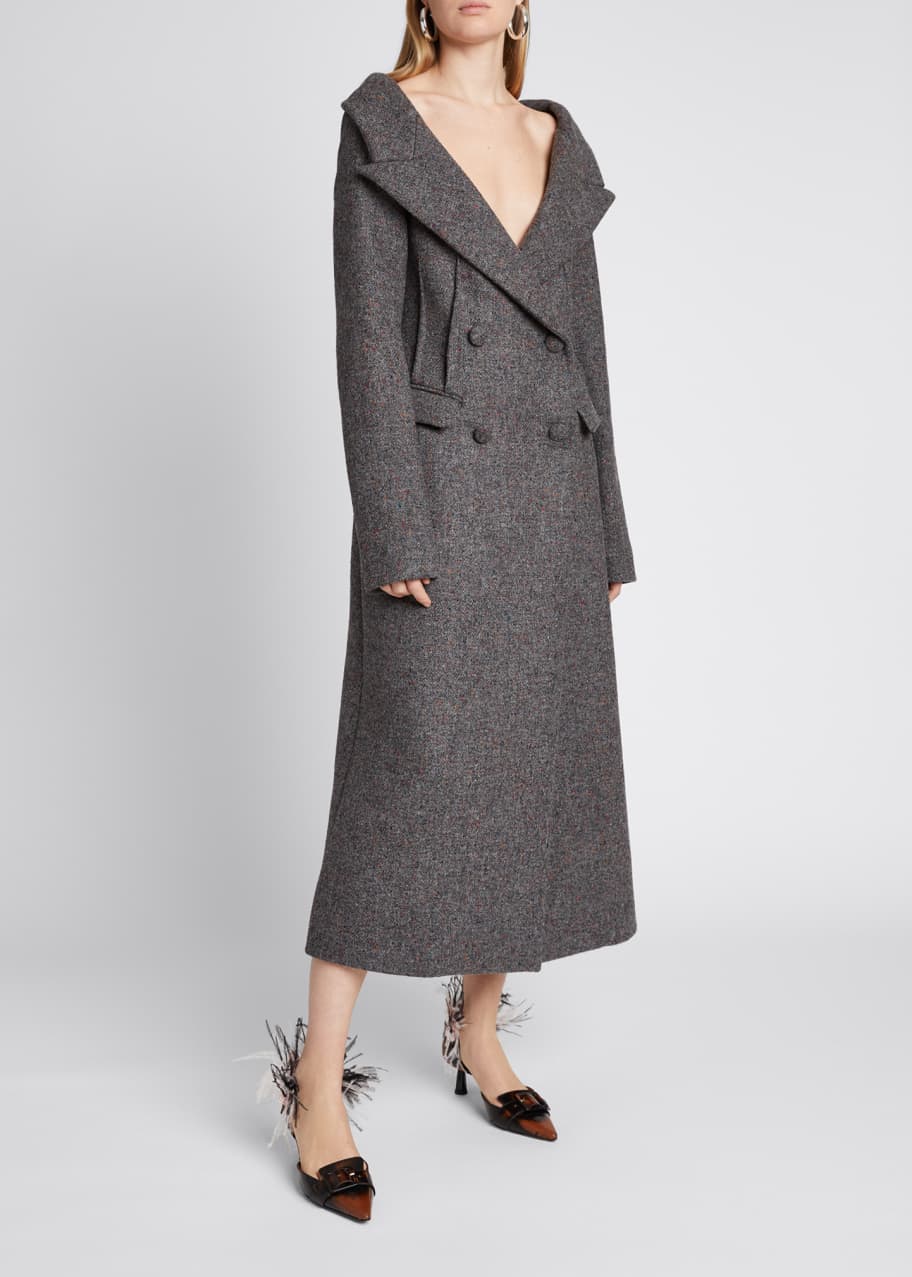 Altuzarra Barbara Off the Shoulder Wool Double Breasted Coat