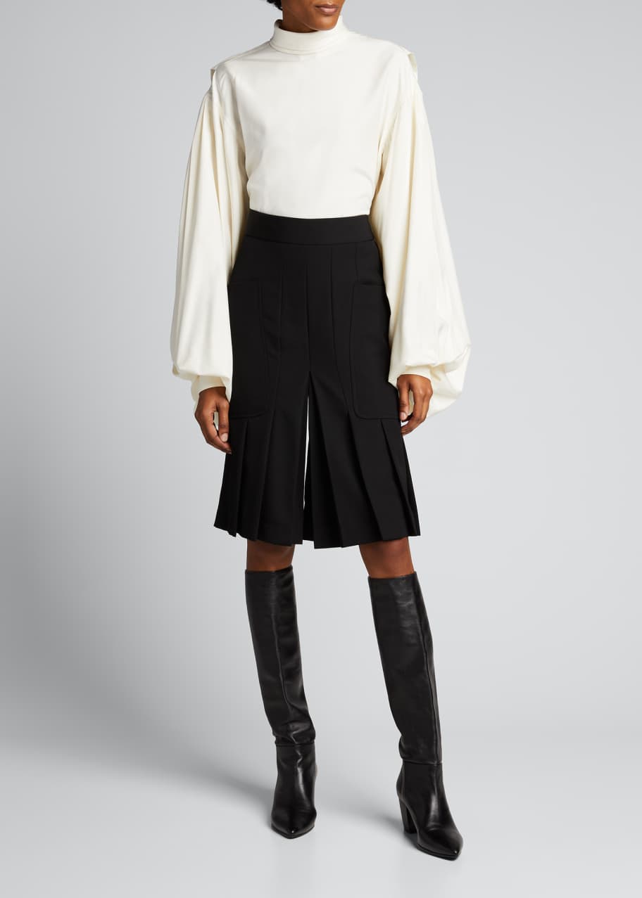 Image 1 of 1: Pleated Wool Culottes