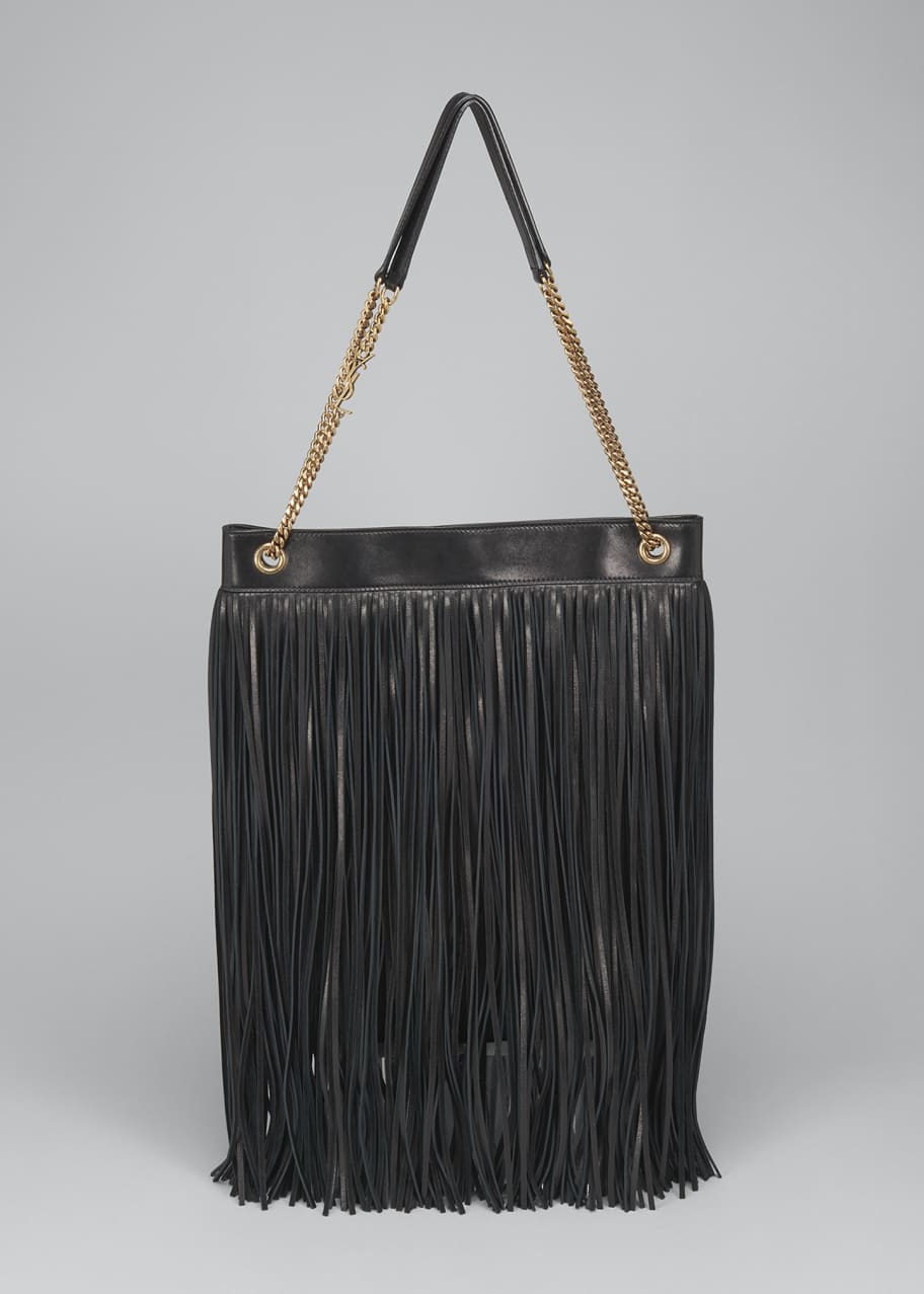 Image 1 of 1: Grace Large Leather Fringe Hobo Bag