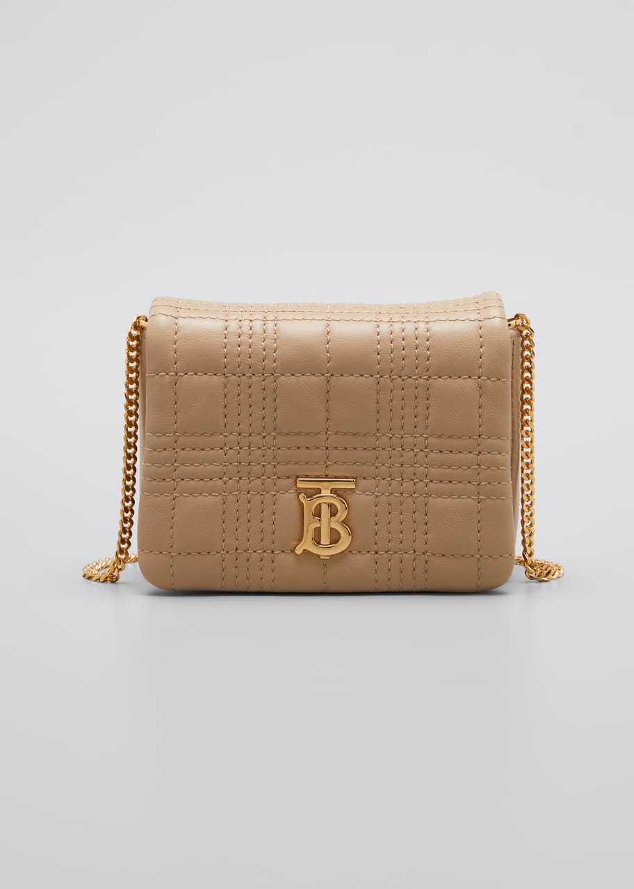 Lola Square Quilted Shoulder Bag Beige