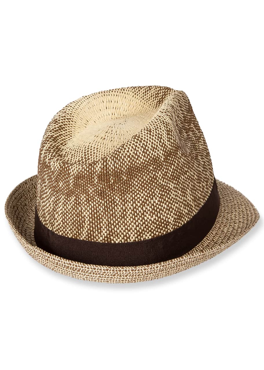Image 1 of 1: Men's Two-Tone Straw Trilby Hat