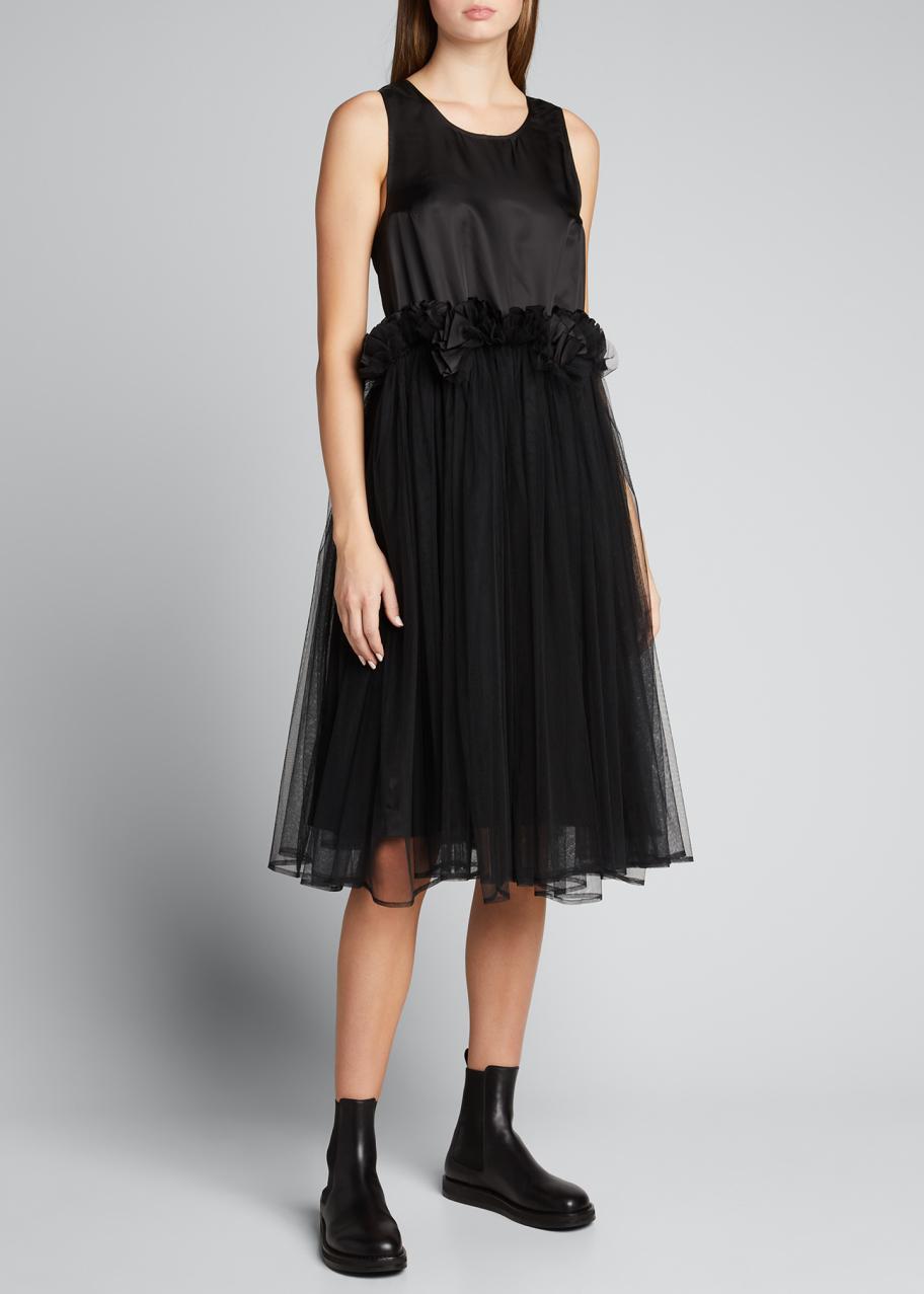Noir Kei Ninomiya Tulle Overlay Tank Midi Dress - Bergdorf Goodman