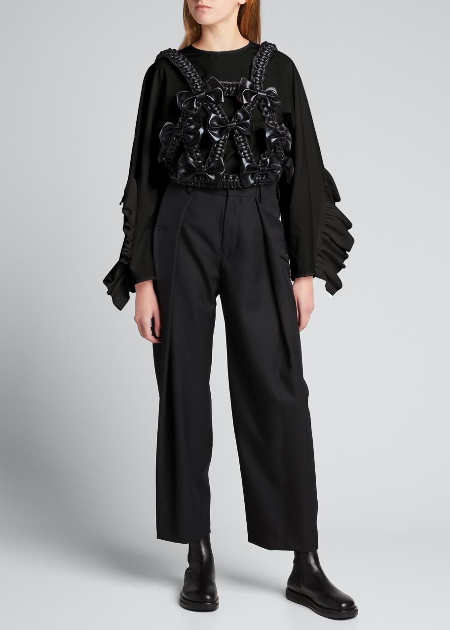 Noir Kei Ninomiya Faux-Leather Bow Tie Harness Top - Bergdorf Goodman