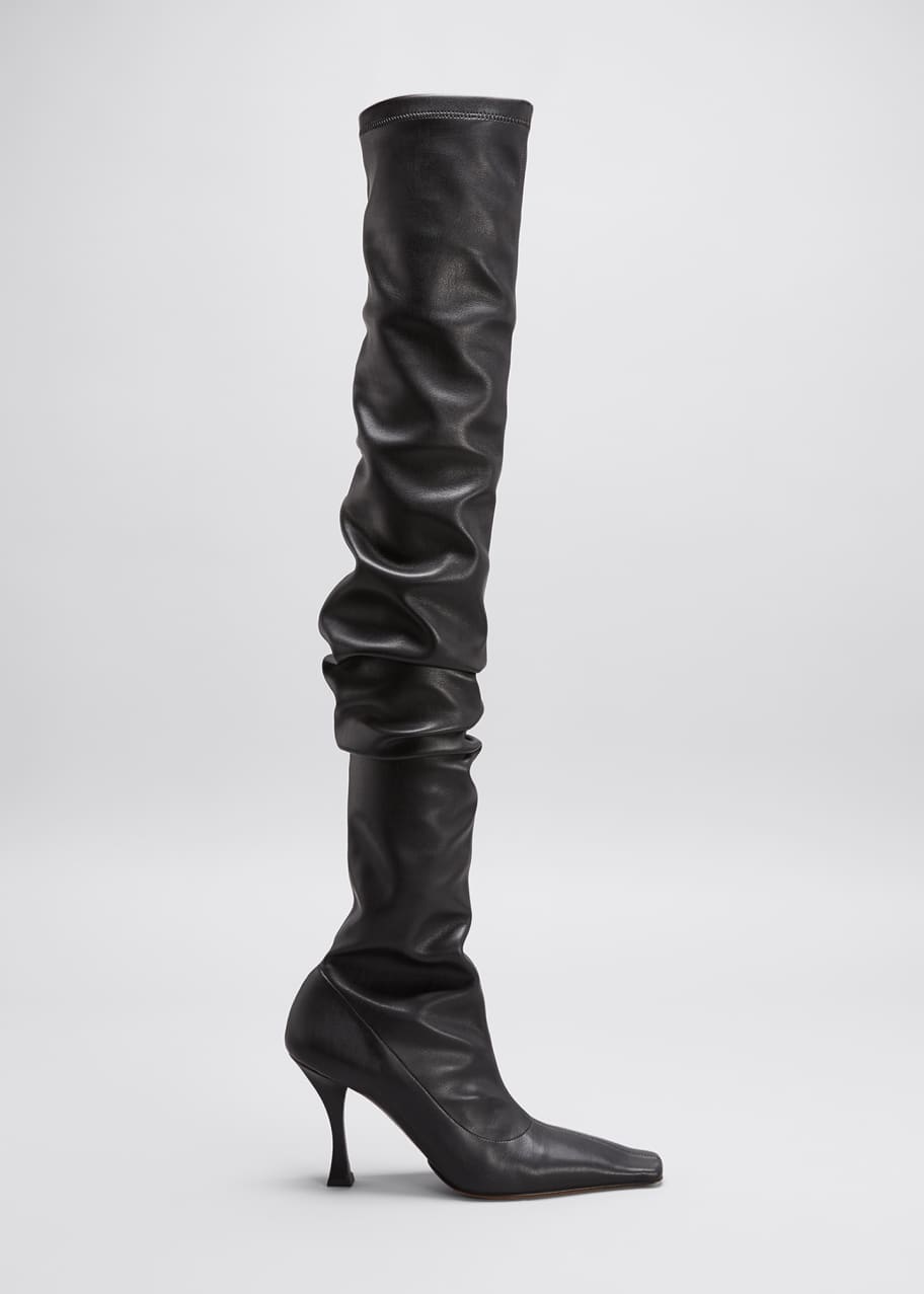 Ruched thigh high boots outlet