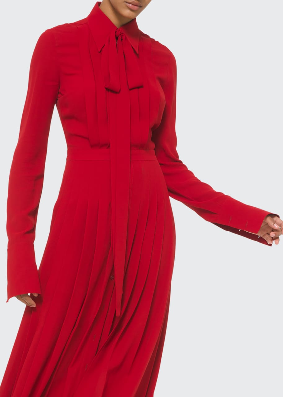 Michael Kors Collection Pleated Shirt Dress With Neck Tie Bergdorf