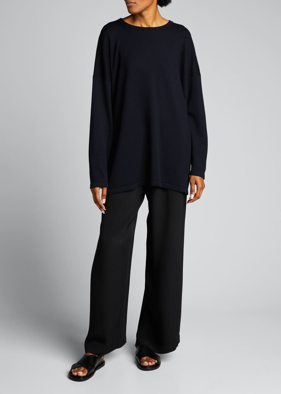 Image 1 of 1: Round-Neck Sweater (Long Length)