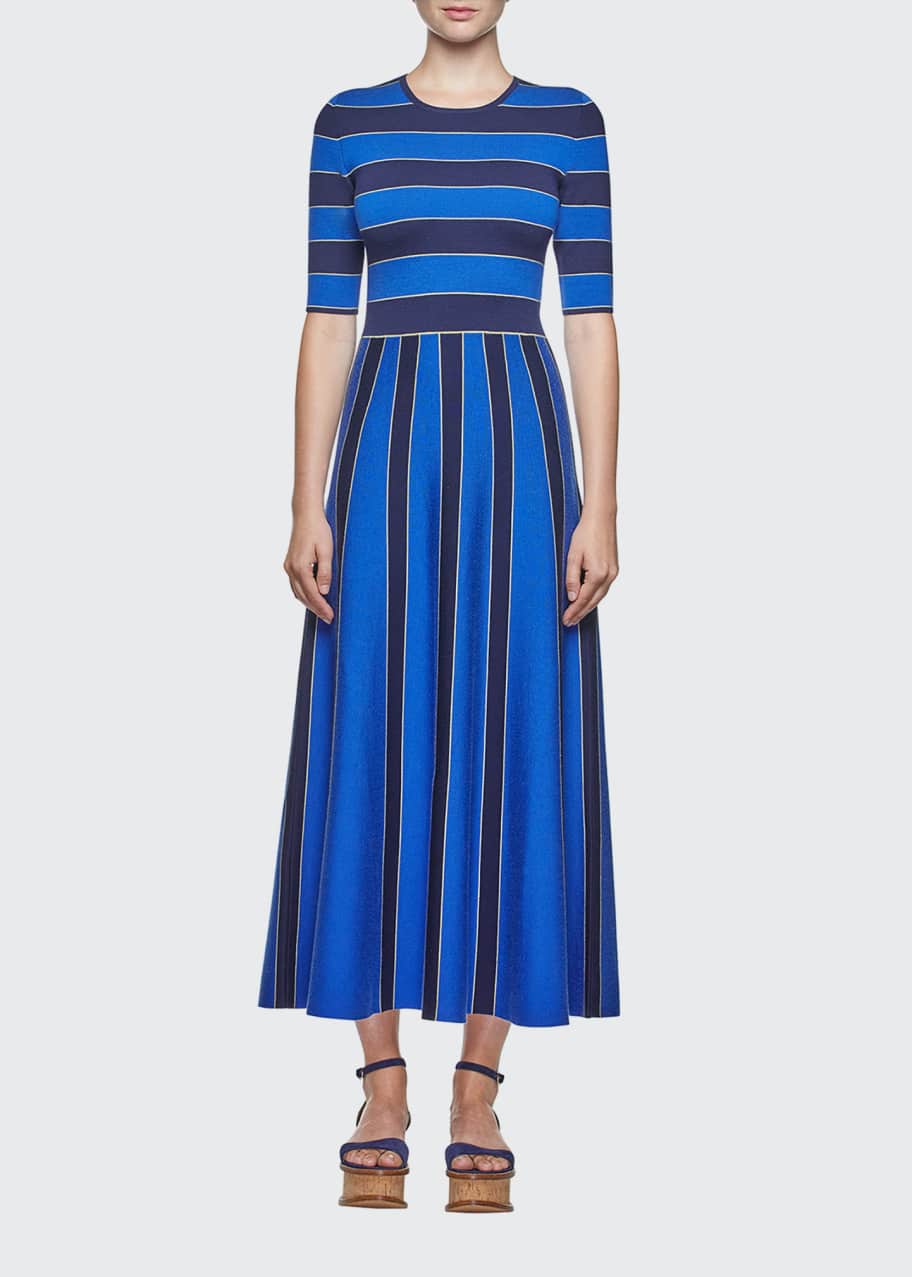 Gabriela Hearst Capote Fit-and-Flare Knit Dress in Blue - Bergdorf Goodman