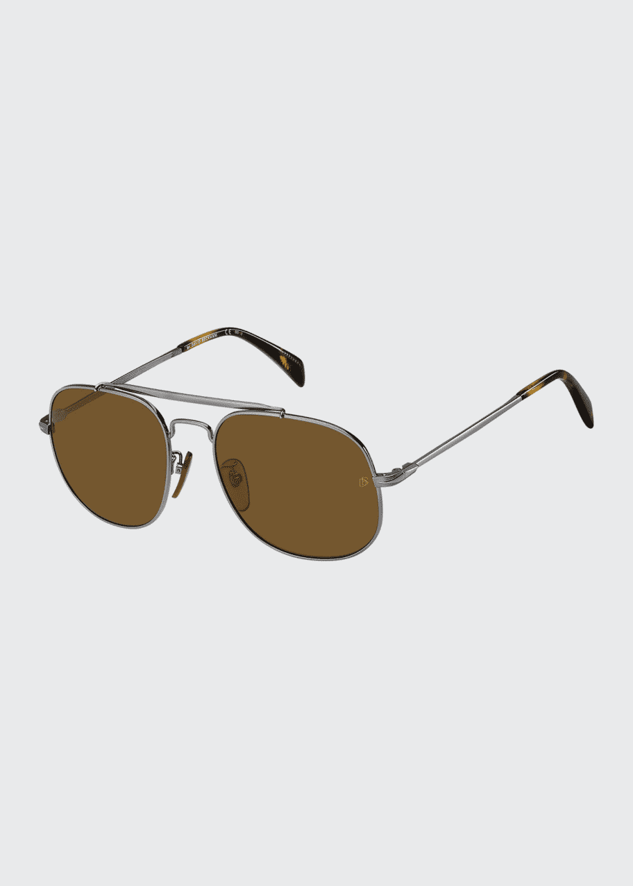 Image 1 of 1: Men's Square Metal Brow-Bar Sunglasses