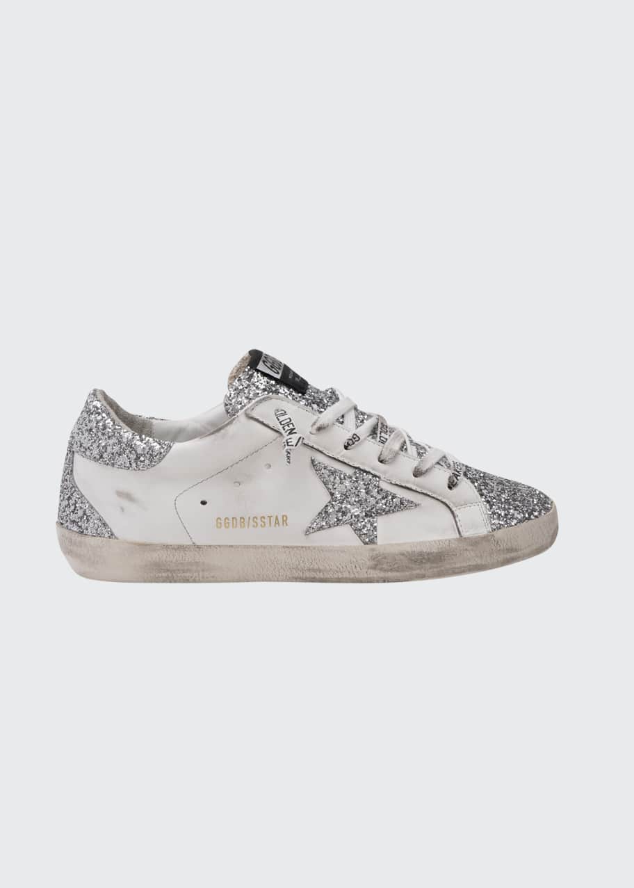 Golden goose superstar glitter low top sneaker clearance