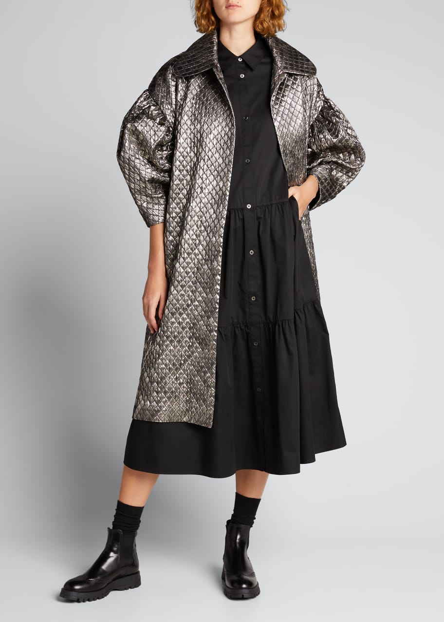 Kika Vargas Puff-Sleeve Oversized Jacquard Coat - Bergdorf Goodman