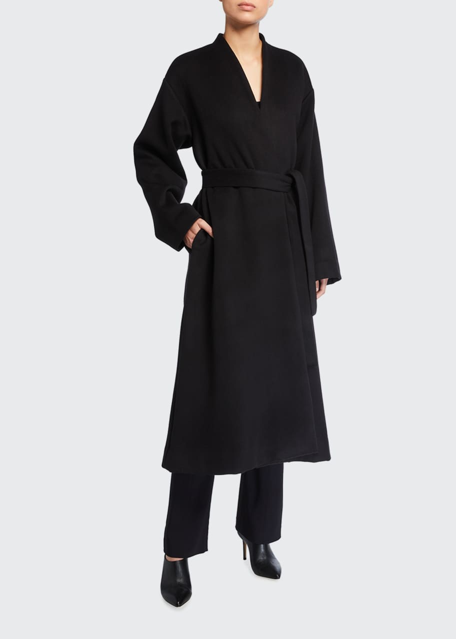 Image 1 of 1: Long Cashmere Flannel Coat