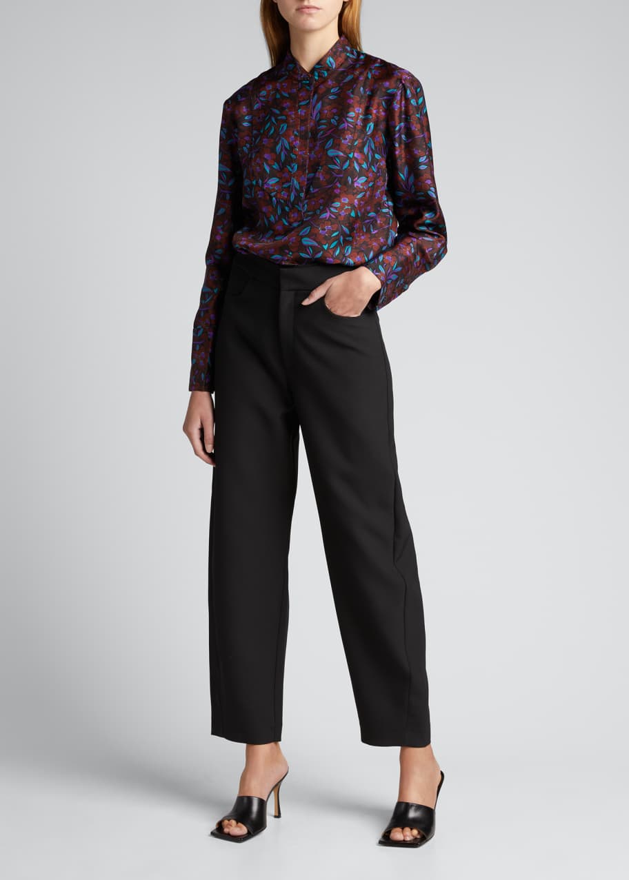 Image 1 of 1: Portofino Bib Floral Silk Shirt