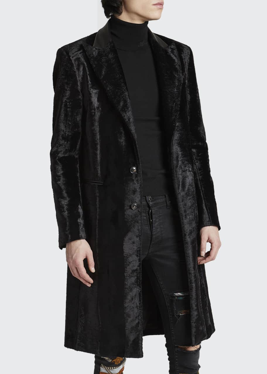 Amiri Men's Embossed Velvet Long Coat Bergdorf Goodman