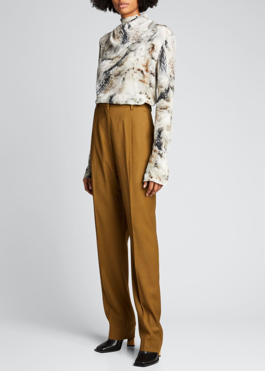 Image 1 of 1: Drop-Crotch Wool-Blend Trousers
