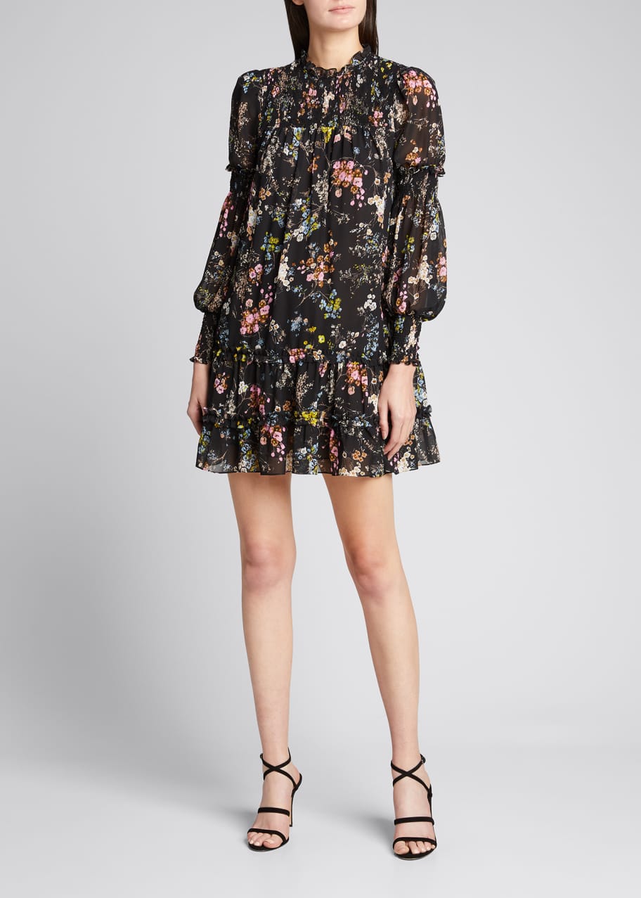 Cinq a Sept Stephanie Smocked Long-Sleeve Dress - Bergdorf Goodman